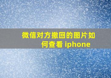 微信对方撤回的图片如何查看 iphone